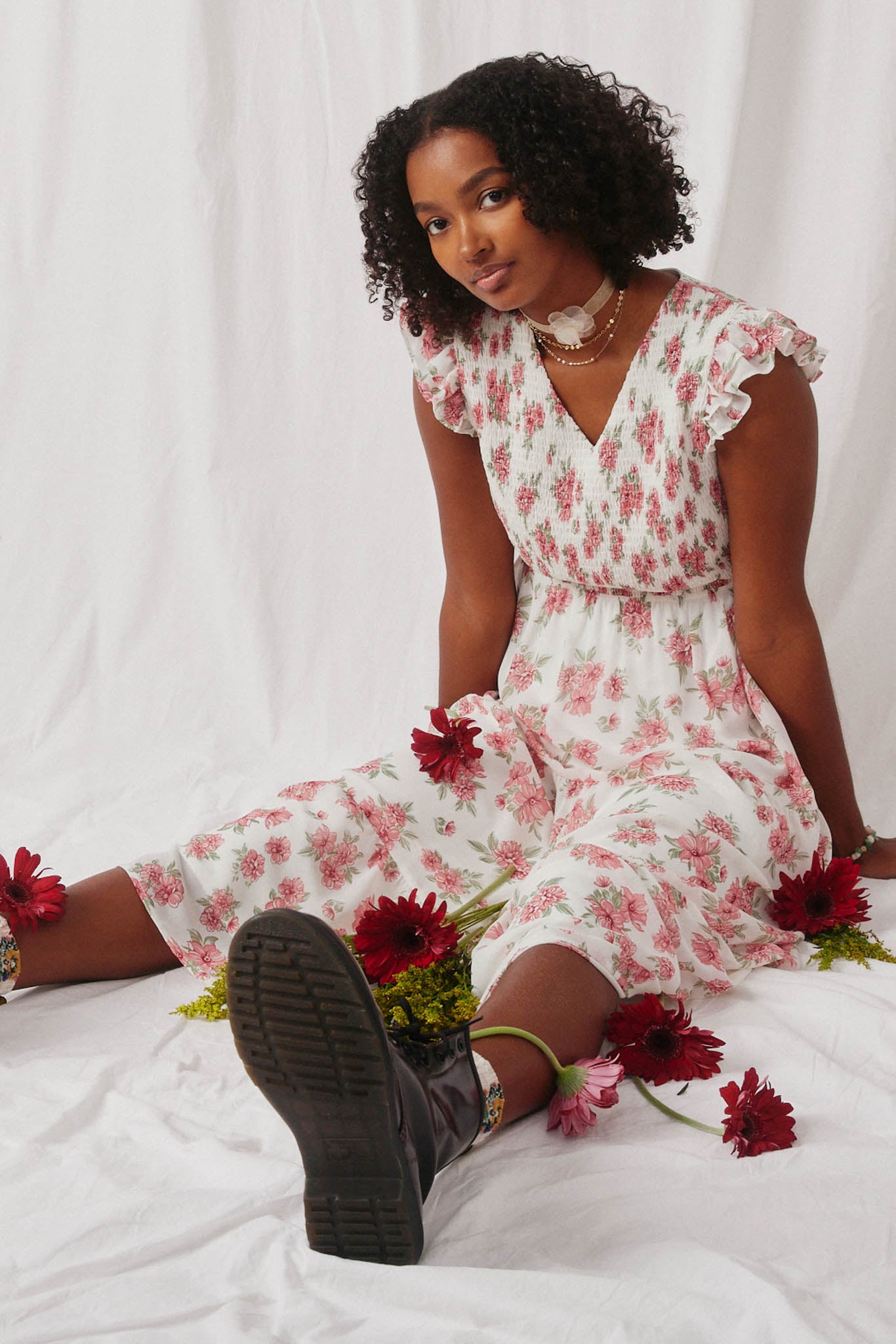 floral chiffon tank dress Plus White floral Tank Dress