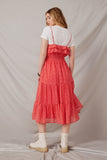 HY6963 Red Womens Ditsy Floral Ruffle Bodice Chiffon Dress Back