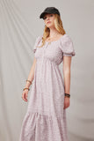 HY7002 Lavender Womens Ditsy Floral Sweetheart Neck Dress Front