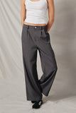 HY7380 Charcoal Womens Wide Leg Trousers Front