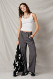 HY7380 Charcoal Womens Wide Leg Trousers Full Body