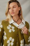 Womens Distressed Floral Patterned Cardigan