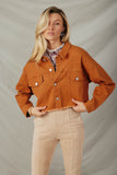 HY7510 RustWomens Brushed Stretch Twill Cropped Jacket Front