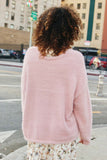 HY7522 Blush Womens Mohair V Neck Sweater Top Back