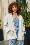 HY7678 Ivory Womens Quilt Textured Open Padded Cardigan Back