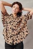 Button Up Animal Print Dolman Shirt