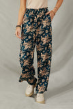 Antique Floral Smocked Waist Wide Leg Pants