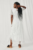 HY8060 Off_White Womens Tonal Floral Embroidered Smock Waist Dress Back