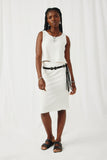 HY8185 Cream Womens Textured Knit Midi Skirt Full Body