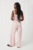 HY8186 Womens Smocked Strappy Marled Knit Jumpsuit Back