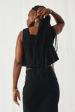 HY8198 Black Womens Textured Stretch Boxy Tank Back