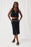 HY8198 Black Womens Textured Stretch Boxy Tank Full Body