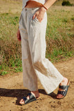 Textured Linen Look Pleated Wide Leg Slacks