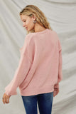 HY8343 Pink Womens Lace Frilled Buttoned Sweater Cardigan Back