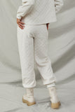 HY8369 Ivory Womens Quilted Elastic Waist Knit Pants Back