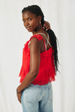 HY8382 Red Womens Scalloped Eyelet Ruffle Tank Back