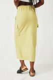 HY8508 Mustard Womens Cargo Pocket Front Zip Textured Knit Skirt Back