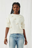 HY8509 IVORY Womens Box Pleated Washed Denim Skirt Back