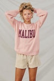 HY8648 Pink Womens Malibu Applique Pullover Sweater Pose