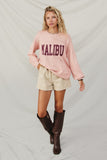 HY8648 Pink Womens Malibu Applique Pullover Sweater Full Body