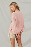 HY8648 Pink Womens Malibu Applique Pullover Sweater Back