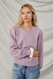 HY8653 Lavender Womens Pearl Hearts Detail Pullover Sweater Pose