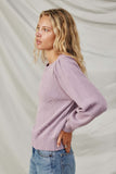 HY8653 Lavender Womens Pearl Hearts Detail Pullover Sweater Side