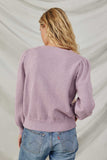 HY8653 Lavender Womens Pearl Hearts Detail Pullover Sweater Back