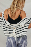 Striped Buttoned Sweater Cardigan