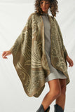 P1051 Taupe Womens Burnout Pattern Poncho Side