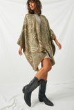 P1051 Taupe Womens Burnout Pattern Poncho Full Body