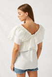 H4658 Off White Ruffle Top Back