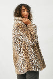 H6461 Leopard Womens Leopard Faux Fur Coat Back