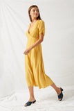 H7053 Yellow Empire Midi Dress Side