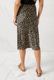 H8284 Black Taupe Leopard Midi Slip Skirt Back