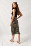 H8284 Black Taupe Leopard Midi Slip Skirt Back 2