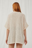 HDY5918 Oatmeal Womens Loose Knit Ribbed Open Cardigan Back
