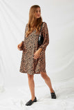 HJ1009 Coral Leopard Shift Dress Full Body