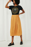 Textured Rib Pleated Midi Skirt