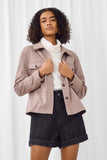 HN4360 Taupe Womens Button Up Front Pocket Shirt Jacket Front