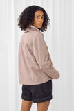HN4360 Taupe Womens Button Up Front Pocket Shirt Jacket Back