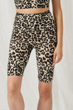 HY1150 Taupe Womens Leopard High Rise Biker Short Front