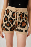 HY1166 Leopard Womens Knit Leopard Shorts- Front