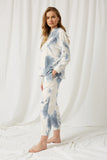 HY1331 Blue Womens Garment Cloud Dye Knit Joggers Side