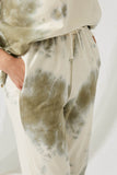 HY1331 Olive Womens Garment Cloud Dye Knit Joggers Detail