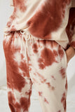 HY1331 Rust Womens Garment Cloud Dye Knit Joggers Detail