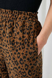 HY2308 Brown Womens Animal Print Elastic Waist Corduroy Pants Detail
