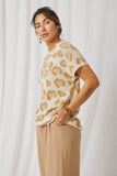 HY2447 Cream Womens Summer Knit Leopard Print Sweater Tank Side