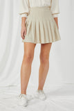 HY2882 Beige Womens Solid Pleated Tennis Skirt Front