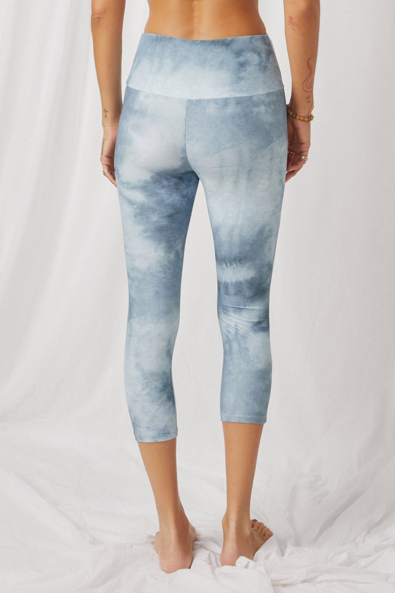 HY2912 Grey Womens Tie Dye Print Active Leggings Back